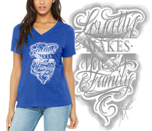 Load image into Gallery viewer, Art Society LOYALTY MAKES YOU FAMILY WOMENS TEE ROYAL BLUE