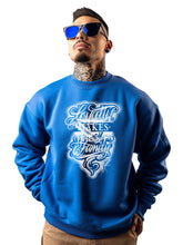 Load image into Gallery viewer, Art Society LOYALTY MAKES YOU FAMILY CREW SWEATER ROYAL BLUE
