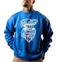 Load image into Gallery viewer, Art Society LOYALTY MAKES YOU FAMILY CREW SWEATER ROYAL BLUE