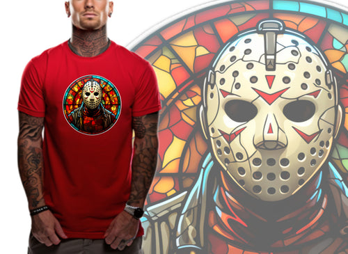 Art Society STAINED GLASS VOORHEES TEE SHIRT RED