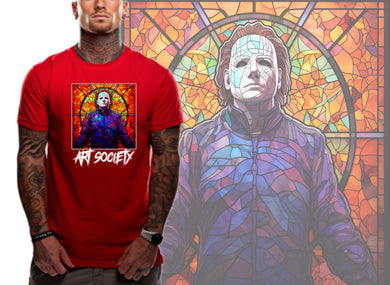 Art Society STAINED GLASS MICHAEL MYERS TEE SHIRT RED