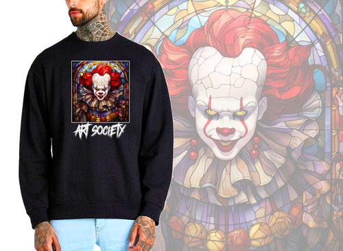 Art Society STAINED GLASS PENNYWISE CREW SWEATSHIRT BLACK