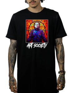 Art Society STAINED GLASS MICHAEL MYERS TEE SHIRT BLACK