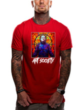 Load image into Gallery viewer, Art Society STAINED GLASS MICHAEL MYERS TEE SHIRT RED