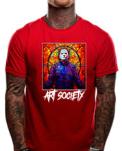 Load image into Gallery viewer, Art Society STAINED GLASS MICHAEL MYERS TEE SHIRT RED