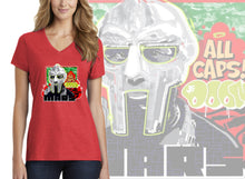 Load image into Gallery viewer, Art Society x MARS x MF DOOM ALL CAPS WOMENS TEE RED