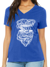 Load image into Gallery viewer, Art Society LOYALTY MAKES YOU FAMILY WOMENS TEE ROYAL BLUE