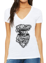 Load image into Gallery viewer, Art Society LOYALTY MAKES YOU FAMILY WOMENS TEE WHITE