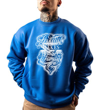 Load image into Gallery viewer, Art Society LOYALTY MAKES YOU FAMILY CREW SWEATER ROYAL BLUE