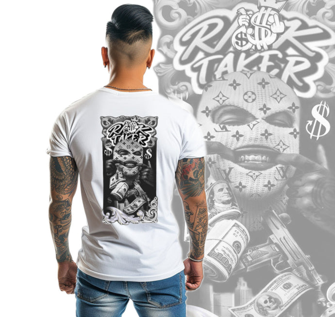 Art Society RISK TAKER TEE SHIRT WHITE FRONT/BACK