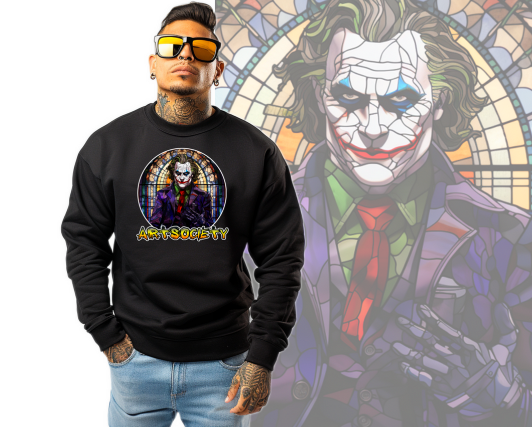 Art Society STAINED GLASS JOKER CREW SWEATSHIRT BLACK