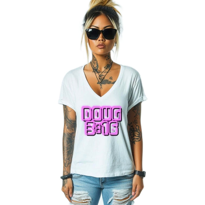 Art Society DOUG 3:16 SIGNATURE WOMENS TEE WHITE PINK