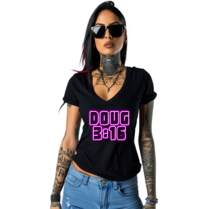 Art Society DOUG 3:16 SIGNATURE WOMENS TEE BLACK PINK