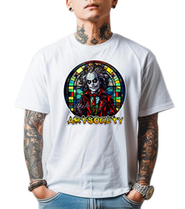 Art Society STAINED GLASS BEETLEJUICE TEE SHIRT WHITE