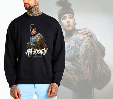 Art Society TATTOOED NATALIE CREW SWEATSHIRT BLACK