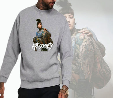 Art Society TATTOOED NATALIE CREW SWEATSHIRT GREY