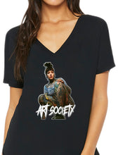 Load image into Gallery viewer, Art Society TATTOOED NATALIE WOMENS V-NECK TEE BLACK