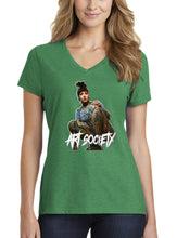 Load image into Gallery viewer, Art Society TATTOOED NATALIE WOMENS V-NECK TEE KELLY GREEN