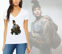 Load image into Gallery viewer, Art Society TATTOOED NATALIE WOMENS V-NECK TEE WHITE