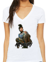 Load image into Gallery viewer, Art Society TATTOOED NATALIE WOMENS V-NECK TEE WHITE