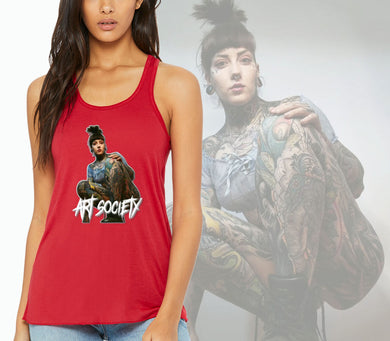 Art Society TATTOOED NATALIE WOMENS TANK TOP RED