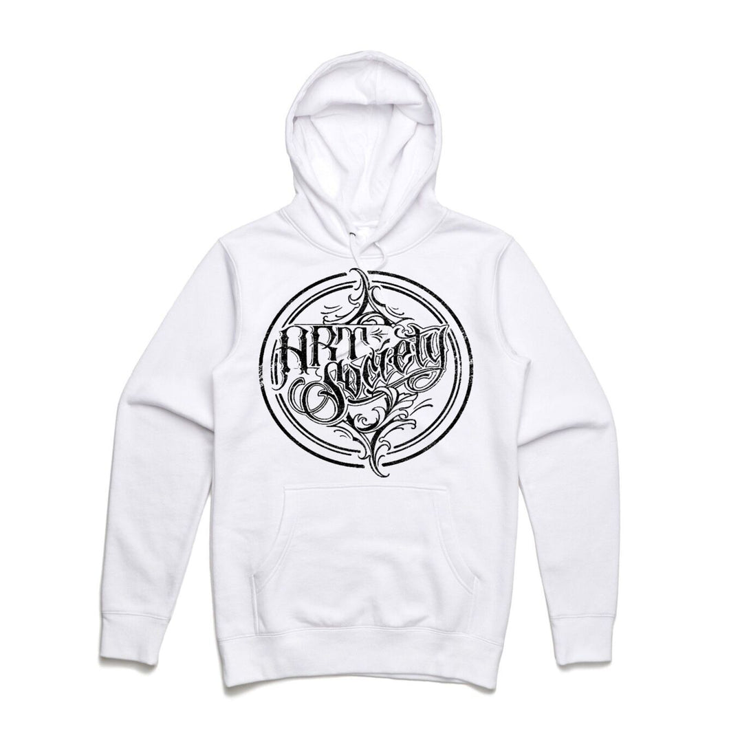 Art Society x Retro Kings DISTRESSED LOGO HOODIE WHITE