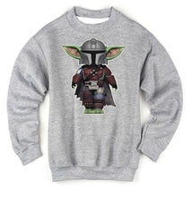 Load image into Gallery viewer, Art Society x Retro Kings BABY YODA MANDO CREW SWEATER GREY