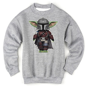 Art Society x Retro Kings BABY YODA MANDO CREW SWEATER GREY