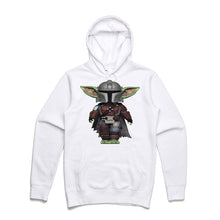 Load image into Gallery viewer, Art Society x Retro Kings BABY YODA MANDO HOODIE WHITE