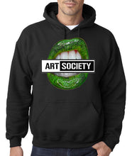 Load image into Gallery viewer, Art Society x Retro Kings GREEN LIPS HOODIE BLACK