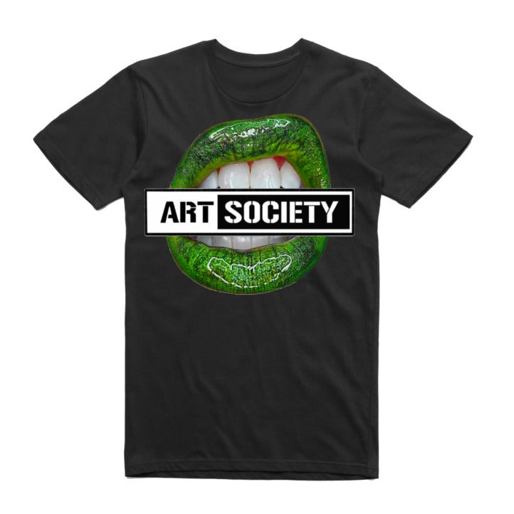 Art Society x Retro Kings GREEN LIPS TEE SHIRT BLACK