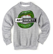 Load image into Gallery viewer, Art Society x Retro Kings GREEN LIPS CREW SWEATER GREY