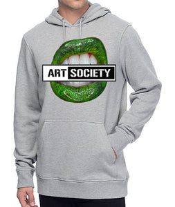 Art Society x Retro Kings GREEN LIPS HOODIE GREY