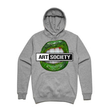 Load image into Gallery viewer, Art Society x Retro Kings GREEN LIPS HOODIE GREY