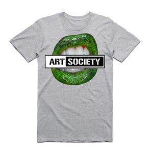 Art Society x Retro Kings GREEN LIPS TEE SHIRT GREY