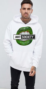 Art Society x Retro Kings GREEN LIPS HOODIE WHITE