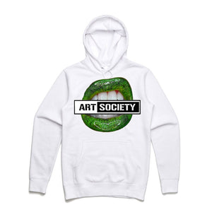 Art Society x Retro Kings GREEN LIPS HOODIE WHITE