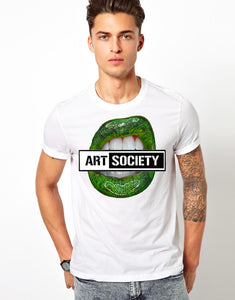 Art Society x Retro Kings GREEN LIPS TEE SHIRT WHITE