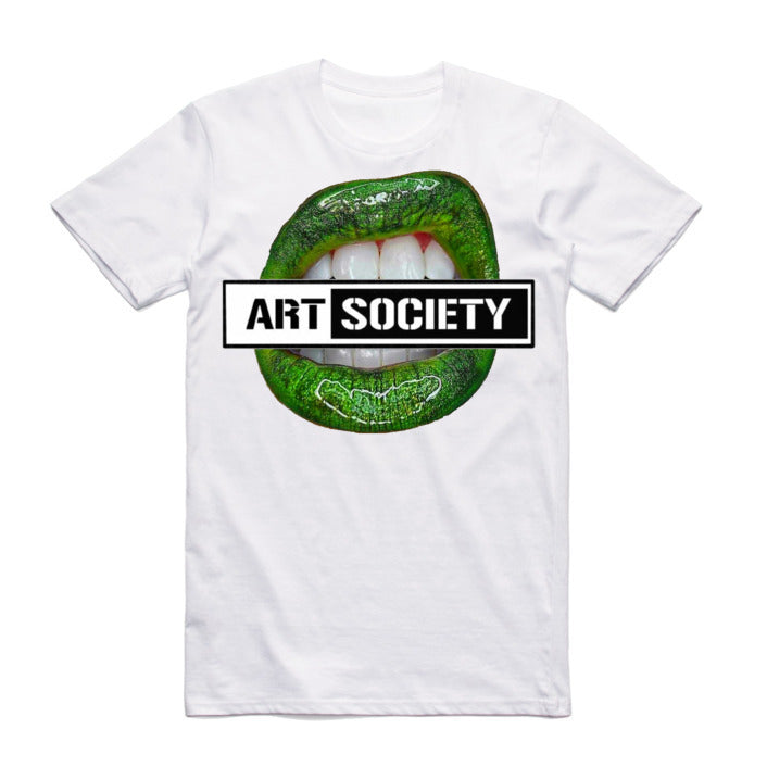 Art Society x Retro Kings GREEN LIPS TEE SHIRT WHITE