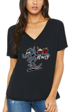 Load image into Gallery viewer, Art Society KUNG FU RAT WOMENS V-NECK TEE BLACK
