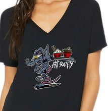 Load image into Gallery viewer, Art Society KUNG FU RAT WOMENS V-NECK TEE BLACK