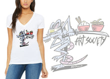 Load image into Gallery viewer, Art Society KUNG FU RAT WOMENS V-NECK TEE WHITE
