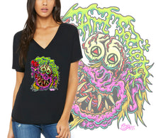 Load image into Gallery viewer, Art Society GNARLY MONSTER WOMENS V-NECK TEE BLACK