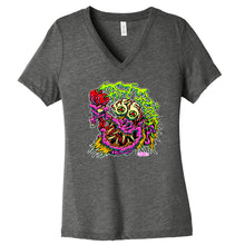 Load image into Gallery viewer, Art Society GNARLY MONSTER WOMENS V-NECK TEE GREY