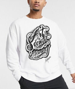 Art Society MR. RUCA SCRIPT CREW SWEATER WHITE