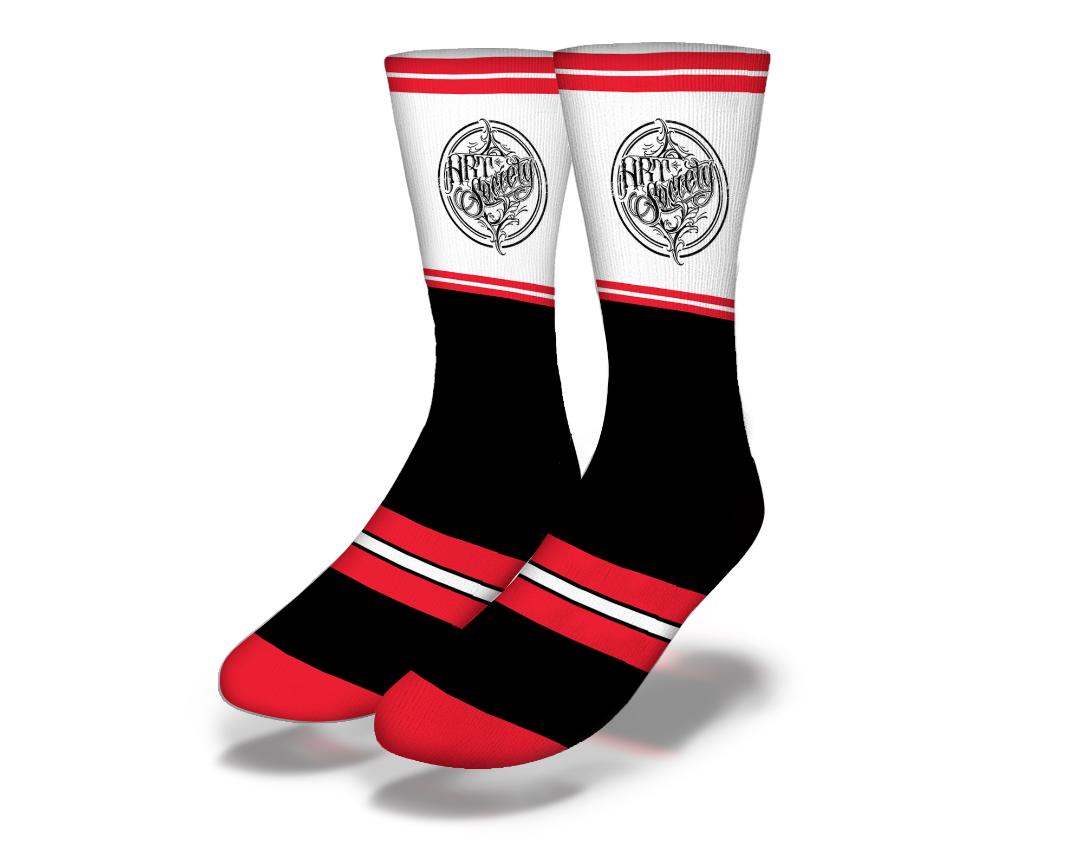 red sox socks logo black and white