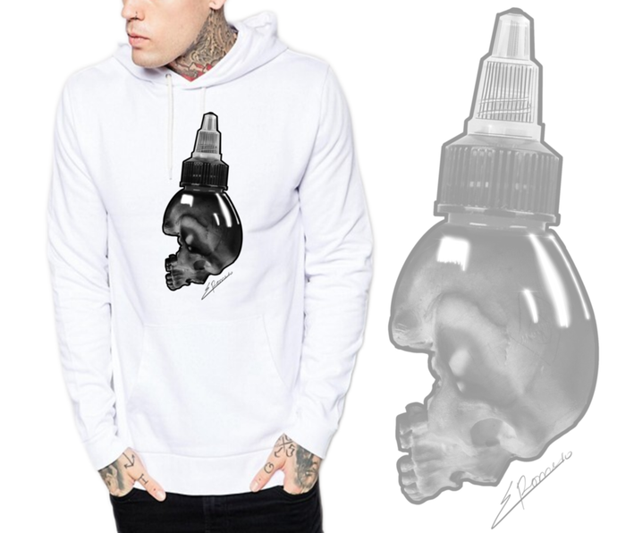 Art Society SKULL INK BOTTLE HOODIE WHITE