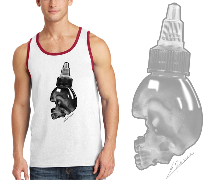 Art Society SKULL INK BOTTLE TANK TOP WHITE / RED