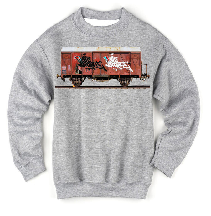 Art Society x Retro Kings MORALES RAIL CAR CREW SWEATER GREY