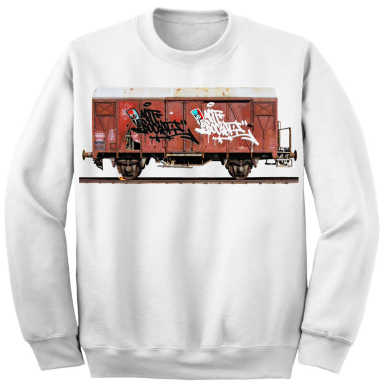 Art Society x Retro Kings MORALES RAIL CAR CREW SWEATER WHITE